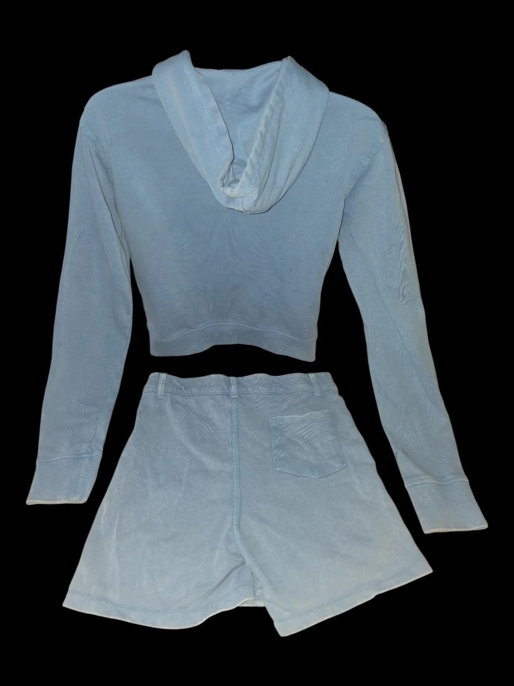 Love Trends Light Blue 100% Cotton Cropped Hoodie & Skort Set - Size Small